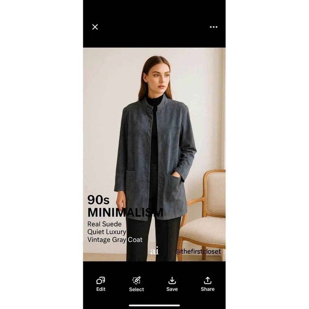 BERNARDO Jacket Womens 1X Slate Blue Genuine Leather Button‎ Closure